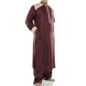 Venta al por mayor clásica Ramadán hombres musulmanes Thobe ropa de oración Lisa para hombres algodón Lino mangas largas Islamice <span class=keywords><strong>Ashura</strong></span> Robe - Product Image 3