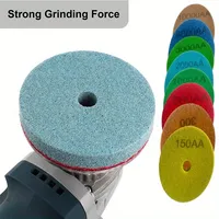 4-Inch 8Pcs Spons Penggosok Basah Bulat Serat Fiber untuk Membersihkan & Memoles Marmer Granit Batu Beton Keramik