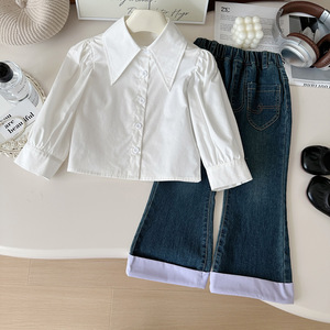 Conjunto <span class=keywords><strong>de</strong></span> tres piezas <span class=keywords><strong>de</strong></span> chaleco <span class=keywords><strong>de</strong></span> punto y jeans azules microacampanados para niñas, estilo coreano, nueva colección otoño 2025, conjunto <span class=keywords><strong>de</strong></span> temperamento para bebé - Product Image 6