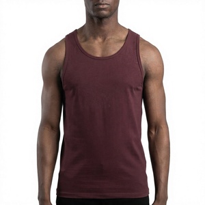 Women's <b>Maroon</b> 100% Cotton Breathable Sporty Geometric Knitted Tank <b>Top</b> O-Neck Regular Length Sleeveless Front Logo - Product Image 2