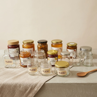 Pot de stockage en verre de confiture alimentaire de cornichon hermétique vide rond droit cylindrique de 30ml à 1000ml avec bouchon en fer blanc