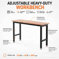 Banc de travail robuste en acier Guanpin avec plateau en bois massif, capacité de charge de 200 kg, style classique, personnalisable