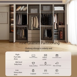 Armoire en forme <span class=keywords><strong>de</strong></span> L en noyer gris avec bureau d'angle intégré, étagères et tiroirs, montage facile, taille personnalisée, placard <span class=keywords><strong>de</strong></span> chambre du sol au plafond - Product Image 3