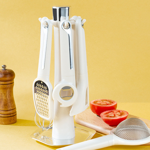 Set di 7 Utensili da <span class=keywords><strong>Cucina</strong></span> in Acciaio Inox con Supporto e Apribottiglie, Lavabili in Lavastoviglie, <span class=keywords><strong>per</strong></span> Casa e <span class=keywords><strong>Cucina</strong></span> - Product Image 1