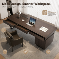 Bureau d'ordinateur minimaliste de luxe avec rangement pour la maison, le bureau ou la chambre, bureau simple haut de gamme en bois fumé