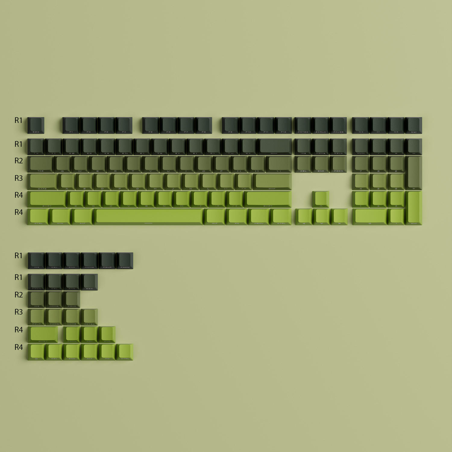 Juego de teclas con degradado forestal (135 teclas)