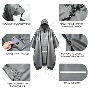 Impermeabile Multifunzionale Tre-in-Uno per Esterni, Tenda, Escursionismo, Alpinismo, Campeggio, Mantella Portatile Integrale in PU - Product Image 3
