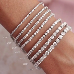 Bracelet tennis en or 14k/18k certifié IGI, diamants de laboratoire taille ronde, bijoux fins, cadeau unisexe, diamants remplis, couleur D blanche - Product Image 4