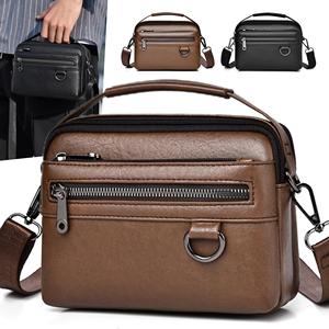 Vintage Style Casual Men's PU Leather Crossbody <strong>Messenger</strong> Bag <strong>with</strong> <strong>Shoulder</strong> <strong>Strap</strong> for Men Women Business Daily Use - Product Image 1