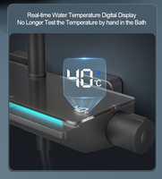Système de douche haute pression affichage de la température thermostatique LED ensemble de douche à clé de piano à 4 fonctions