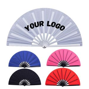 พัดไม้ไผ่พับได้ขนาดใหญ่สีดำตกแต่งส่วนตัว พิมพ์ลายตามสั่ง - Product Image 1
