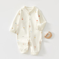 Combinaison bébé unisexe en coton pur tricoté, imperméable, respirante, douce, sûre, infroissable, lavable, avec imprimé dessin animé mignon, longueur cheville