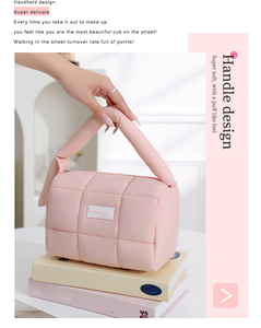 नरम बादल गुलाबी फैशन जिपर पफर स्किनकेयर सुंदर मेकअप बैग महिलाओं के लिए पफ - Product Image 4