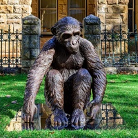 Sculpture de singe assis grandeur nature en fibre de verre et bronze sculpté, couleur personnalisée, pour décoration de jardin extérieur moderne, BringFine, garantie 3 ans