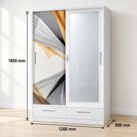 Armoire décorative simple et durable en acier avec portes coulissantes verrouillables et imprimé feuilles colorées pour le rangement domestique