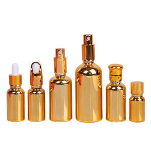 Flacon compte-gouttes en verre plaqué or argent 5ml 10ml 15ml 20ml 30ml 50ml 100ml Flacon d'huile essentielle en verre doré - Product Image 2