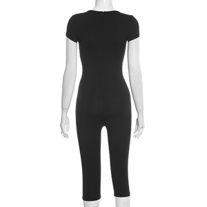 J25JP479 Combinaison moulante une pièce sexy pour femme, printemps-été, à manches bouffantes, couleur unie, style club - Product Image 6
