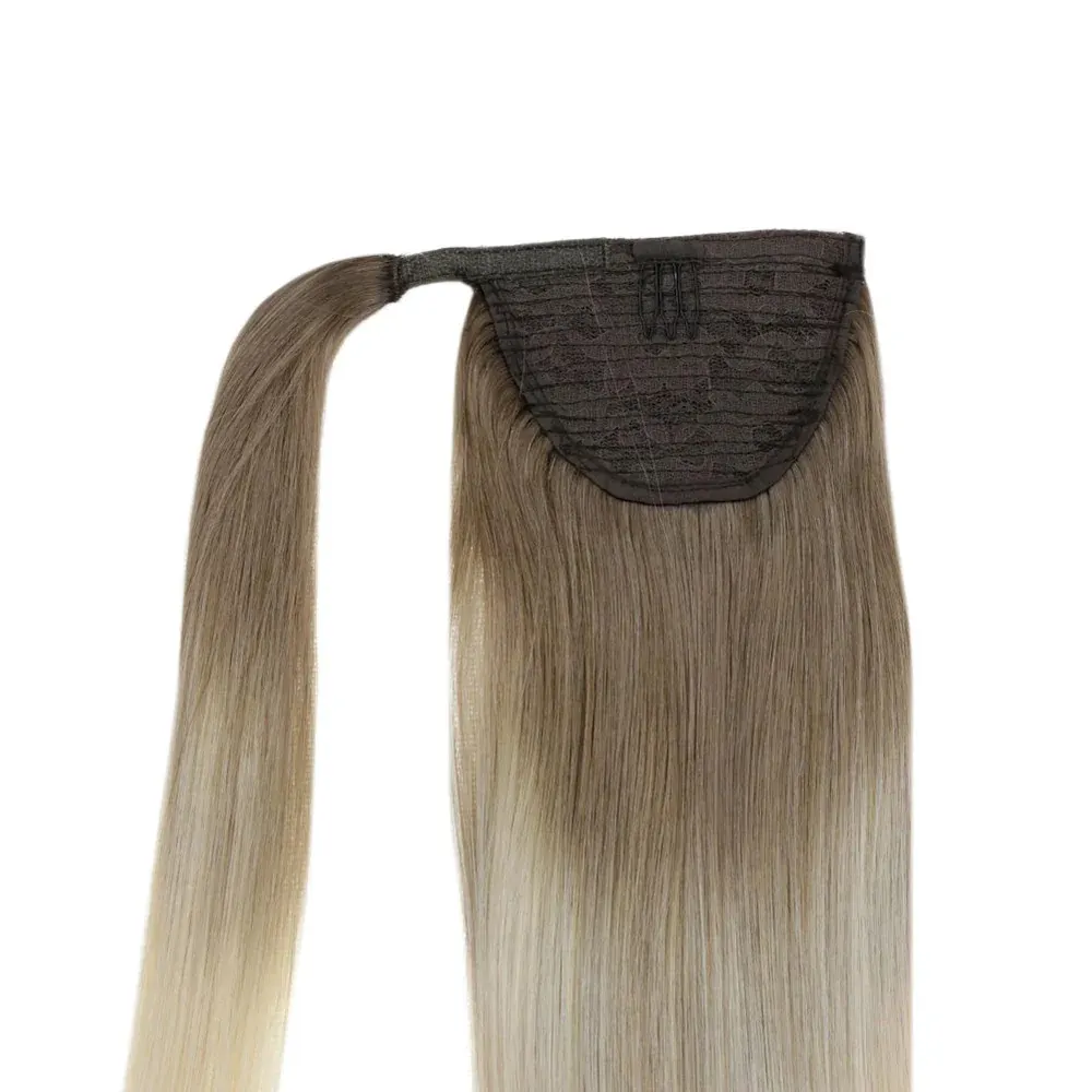 Ekstensi rambut pita manusia Rusia kualitas tinggi 24 in 30 inci rambut wanita dengan lubang ekor kuda