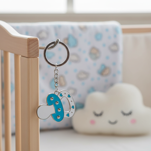 Porte-clés en peluche bleu ciel, sucette, unité unique - Product Image 3