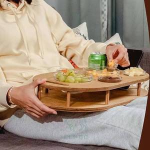 Caja de Aperitivos Ecológica de Bambú Natural, Apta para Microondas y Lavavajillas, con Tapa Magnética y 4 Tazones de Vidrio para Bebidas en el Sofá o Bar - Product Image 4
