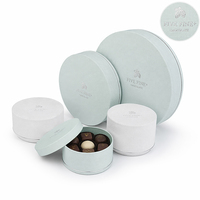 Boîte d'emballage de chocolat ronde en papier spécial de luxe avec logo estampé or personnalisé, vente en gros, boîte de truffes noires, boîte de pralines rouges