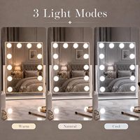 OEM ODM for Design Square Standing Makeup Mirror Touch Switch Magnifying 12 LED Lighted Ultra-Bright Metal+Glass