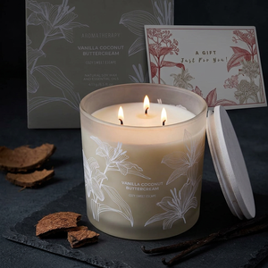 Bougie parfumée LANJO Vanille Coco Beurre de Coco, 3 mèches, cire de soja, pot en verre, décoration élégante pour la maison, bougie d'aromathérapie - Product Image 3