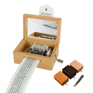 Set Fai-da-Te per Carillon Meccanico Vintage in Legno di Noce e Metallo con Nastro di Carta per Creare la Propria Canzone - Product Image 1