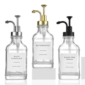 Distributeur de <span class=keywords><strong>café</strong></span> et de sirop en verre carré antique de 16 oz avec pompe en métal - Product Image 2