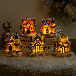 Casa en Miniatura de Resina con Iluminación LED, Adorno Navideño, Decoración Interior para Sala de Estar, Regalo - Product Image 2