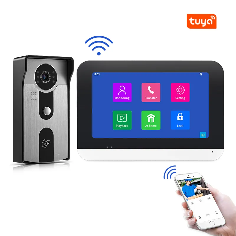 Stable Video Door Phone Wifi 7 Inch Touch Screen Video Door Phone Intercom System