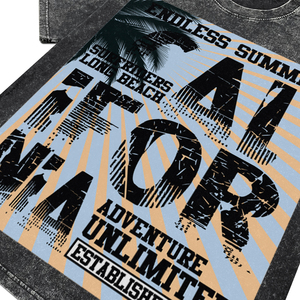 Vintage Acid Wash Garment Dye Men's Breathable T-Shirts Custom <b>Surfing</b> Culture DTG Print Anti-Shrink Cotton Short Sleeve Tees - Product Image 4