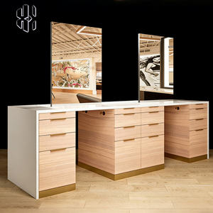 Quality European Hairdressing Barber <b>Mirror</b> With Storage <b>LED</b> Lighted Light Hair Salon Special <b>Mirror</b> Table for Hairdressing - Product Image 2