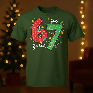Camiseta Six Seven Christmas Lights con diseño de meme 'Brain Rot' 6-7, ropa divertida para las fiestas - Product Image 3
