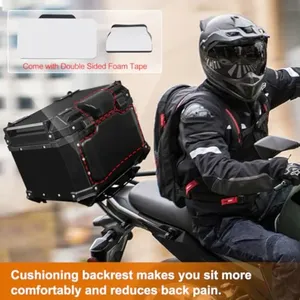 Maleta Superior para Motocicleta Estilo Fibra de Carbono, Aluminio Negro, 45L, Impermeable, con Respaldo, Cojín Trasero, Cierre con Doble Llave, para Casco - Product Image 2