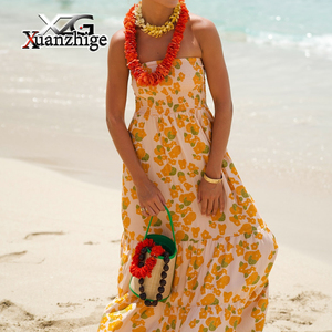 2026 OEM tùy chỉnh sinh thái có ý thức ăn mặc giản dị chất lượng cao in beachwear tùy chỉnh thực hiện Hawaii Rayon Xếp Li Maxi Dress - Product Image 1