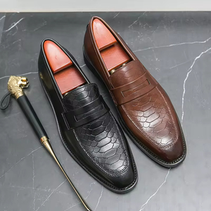 Zapatos Oxford Casuales de Negocios para Hombre, de Cuero Genuino, Estilo 2025, Cierre con Cordones, Punta Ancha, Antideslizantes y Antiolor - Product Image 1