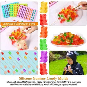 Molde de silicona de 50 cavidades para ositos de goma, repostería con cuentagotas, moldes para hacer dulces de chocolate y fudge, herramientas DIY para decoración de repostería y pasteles - Product Image 4