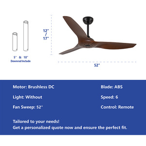 Vana <strong>Ceiling</strong> <strong>Fan</strong> 52 Inch <strong>Ceiling</strong> <strong>Fan</strong> <strong>Remote</strong> <strong>Control</strong> High Wind - Product Image 5