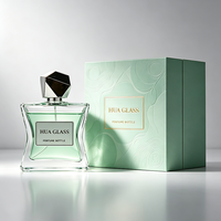 Flacon de parfum haut de gamme pour homme, style designer, grande capacité, fond épais, avec étiquette personnalisée, 15 ml, 50 ml, 100 ml, avec boîte.