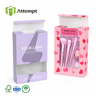 Scatola Cosmetica in Carta Artigianale di Alta Qualità con Logo Personalizzato, Finestra Stampata e Chiusura a Ribalta, Fodera in Spugna per Pennelli da Trucco e Confezioni Skincare