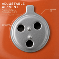 Barbecue au charbon pliable robuste Aurbrand - 41 cm, portable pour le camping en plein air, avec poignées en bois de qualité supérieure et roues tout-terrain