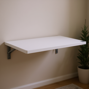Escritorio plegable montado en la pared, 31,5 x 15,7 pulgadas, soporte de hierro blanco, mesa flotante para oficina en casa, espacios pequeños, diseño minimalista moderno - Product Image 2