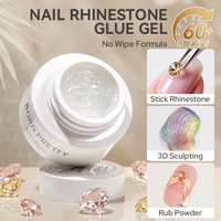 BORN PRETTY Colle Gel Semi-Solide Multifonctionnelle pour Pierres Précieuses, Adhésif Fort Épais pour Strass, pour Sculpture 3D et Poudre à Frotter pour Nail Art