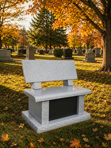 Banco de cementerio de granito gris, muebles conmemorativos personalizados de Vietnam, estilo americano, construcción de piedra sólida, hecho en Vietnam - Product Image 4