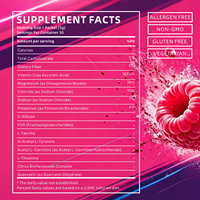 OLLI OEM Poudre d'électrolytes saveur framboise sans sucre, sachets de boisson, compatible Keto, mélange d'hydratation sportive, personnalisé, 30 bâtonnets 150g
