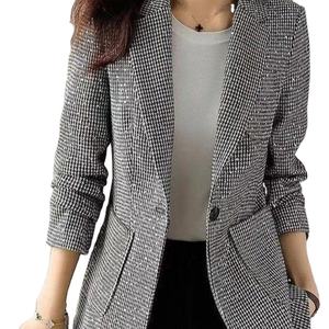 Veste Rétro Coréenne Très Chaude pour <span class=keywords><strong>Femme</strong></span>, Costume Tailleur <span class=keywords><strong>Manteau</strong></span> <span class=keywords><strong>Long</strong></span>, Tenue d'Automne Décontractée Tendance Luxe - Product Image 1