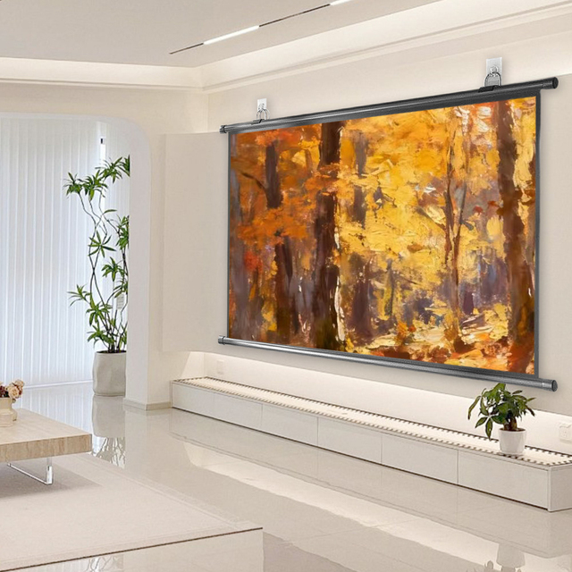 Custom Projection Screen 4K HD Retractable Self-Locking Portable Alr Manual Pull Down Projector Screen for Home Office