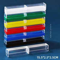 Boîte à stylos carrée en plastique entièrement transparente, petite, bon marché et de bonne qualité, étui transparent en plastique pour stylos, idéal pour les cadeaux d'affaires