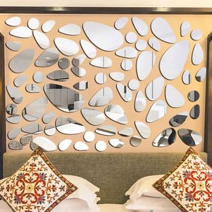 18Pcs/<b>Set</b> Removable Self-adhesive <b>Wall</b> Stickers 3D Pebble Decals <b>Mirror</b> Surface Acrylic Living Room Ornament DIY Home Decoration - Product Image 6